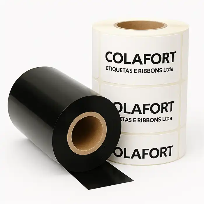 Kit 05 Rolos Etiqueta Bopp Joia Branca 90×12×1 35m + 04 Rolos Ribbon Resina 110×74m